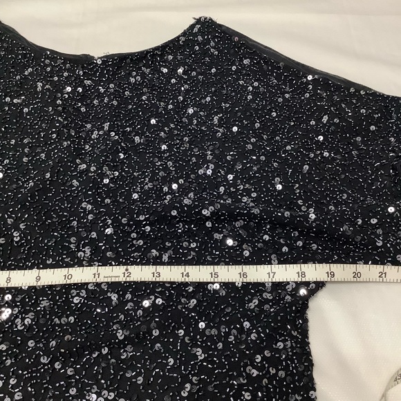 Aidan Mattox sequin cold shoulder mini cocktail dress black size 2 (W551) - Picture 11 of 14